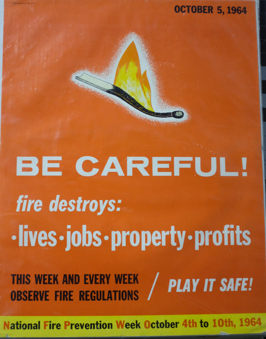 1964 Clemprint "Be Careful" Factory PSA Poster